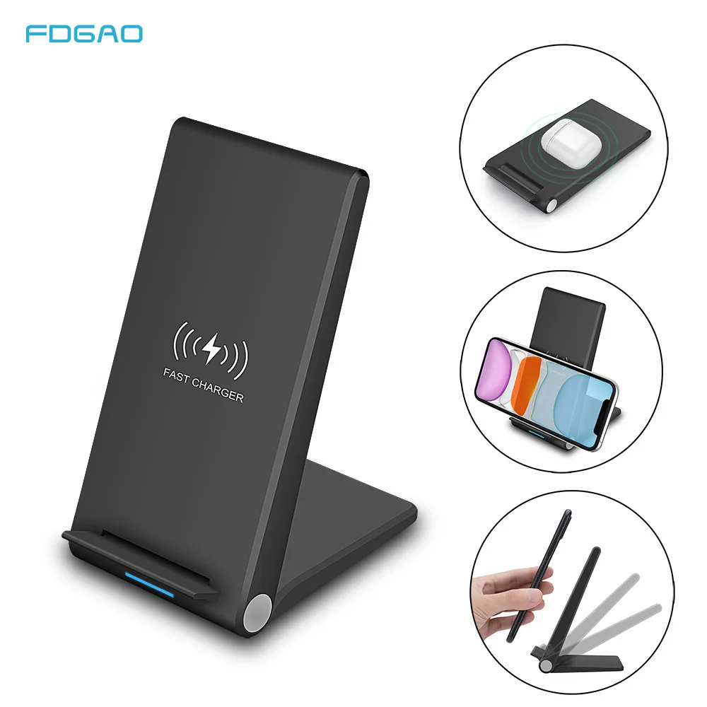 Беспроводное зарядное устройство FDGAO Qi 15 Вт для iPhone X 11 XS Pro XR 8 Airpods USB C QC 3 0 быстрая