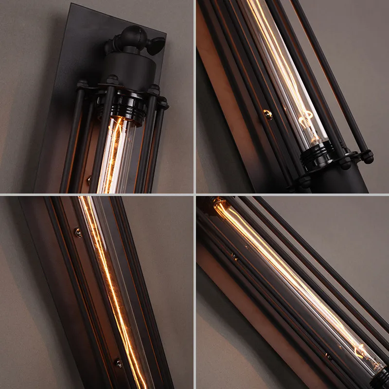 Retro Industrial Style Eddie Grow Flute Light Black Wrought Iron American Country Loft Restaurant Bedroom Aisle Art Wall Lamp | Лампы и