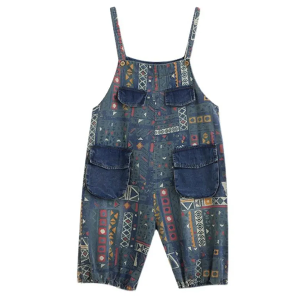 Женский джинсовый комбинезон элегантные свободные брюки до щиколотки с широкими