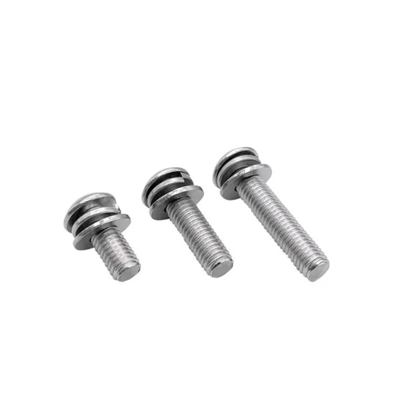 1/50pcs M3 M4 M5 M6 M8 304 Stainless Steel Hexagon Hex Socket Button Head SEM Screw Flat With Washer Spring Gasket Assemble Bolt - купить по