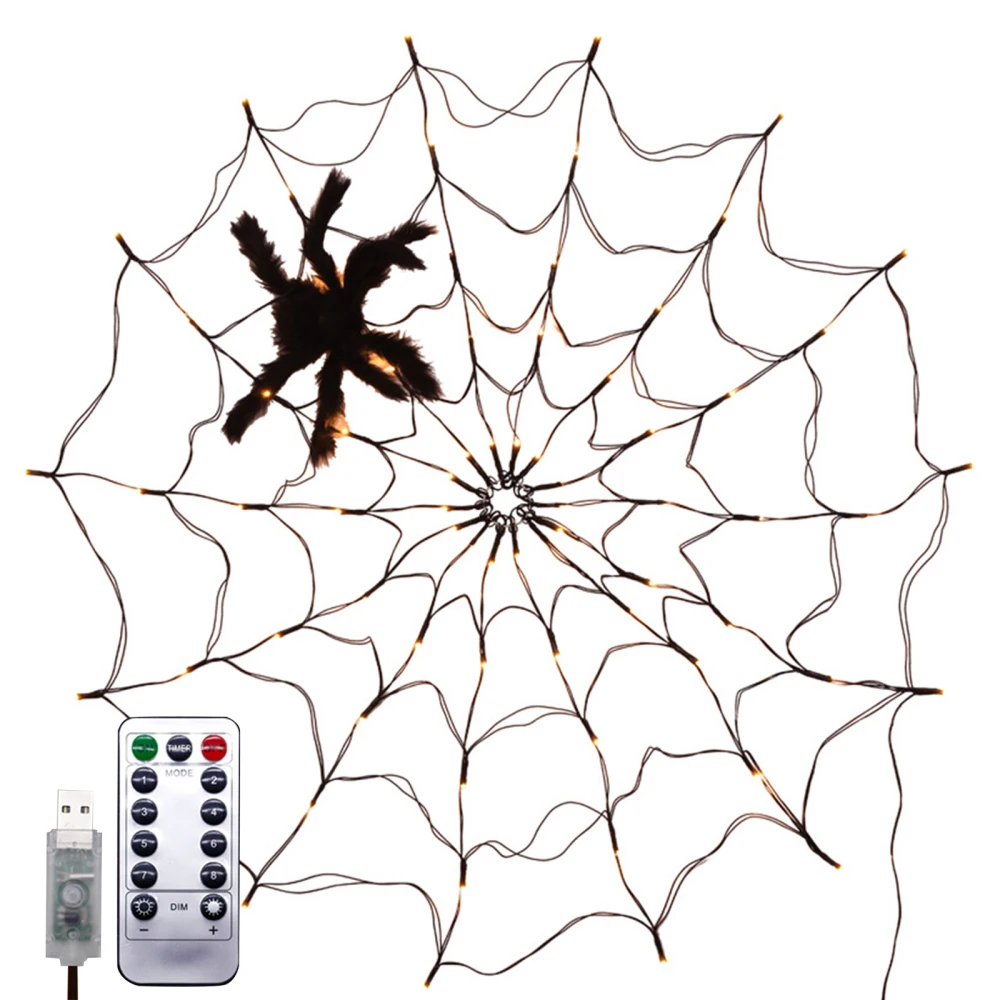 

Waterproof Decorative Light Spider Web Lights With 70 LED Halloween Black Decoration For House Yard Garden Lamp