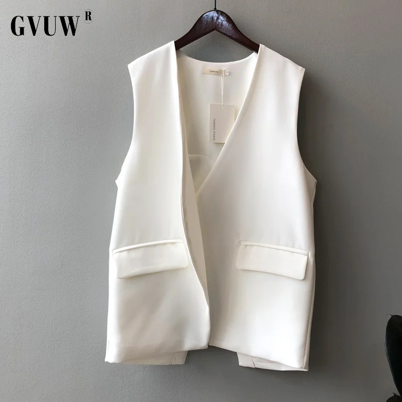 

Gvuw Women White Back Split Vest V-collar Sleeveless All Match Autumn 20d920 office 2019 roupas feminina