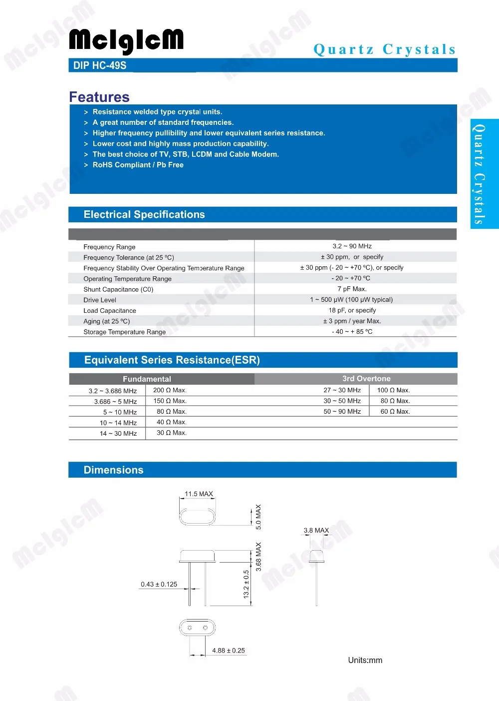 20 шт HC-49S 15 МГц 000 20ppm 20pF Кварцевый резонатор | Электронные компоненты и