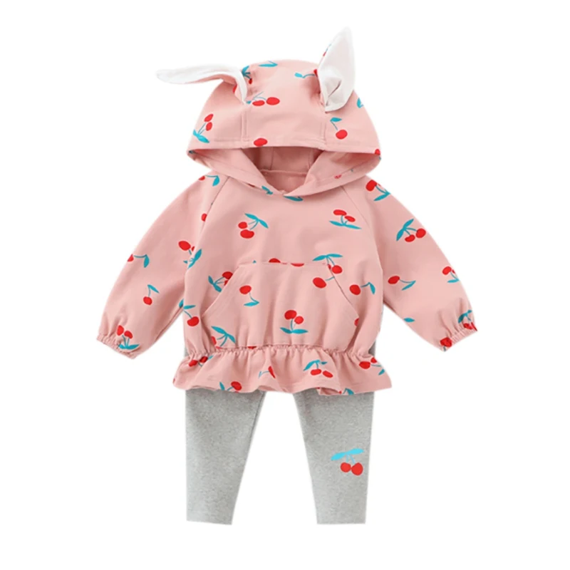 Fashion Baby Clothes Girls Sets Long Sleeve Print Hoodie Sweatshirt+Shorts 2 Pcs Children Clothing | Мать и ребенок
