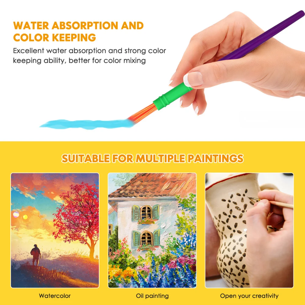 

Toyvian 15 Pcs Painting Brush Handle Kid Color DIY Painting Washing Graffiti Tools Early Education Creative Toys (Random