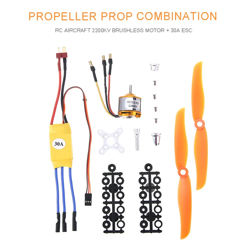 

A2212 2200KV Бесколлекторный двигатель + 30A ESC + пропеллеры Combo для RC неподвижное крыло самолета вертолета RC аксессуары для самолета