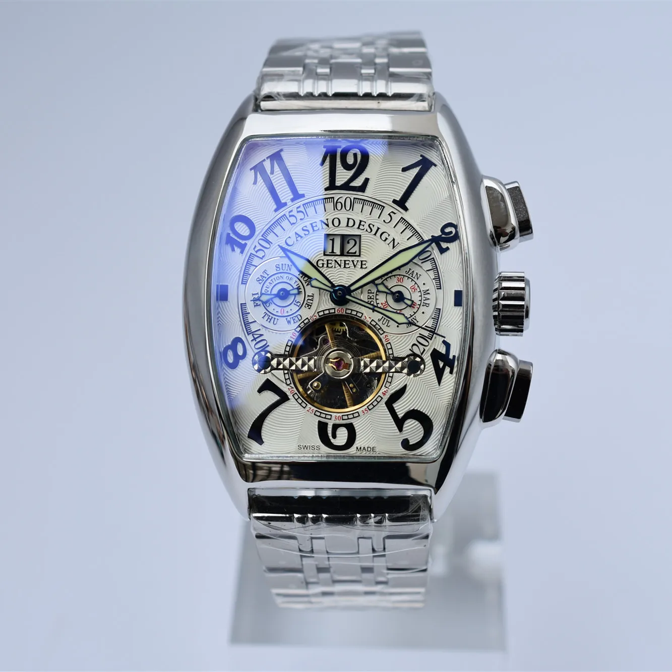 7 CASENO брендовые модные часы из нержавеющей стали tourbillon Механические Мужские золотые часы дропшиппинг день Дата Скелет Мужские часы с автоматическим подзаводом - Цвет: 7