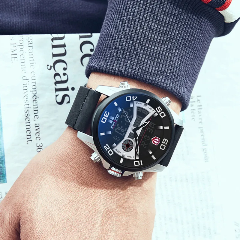 Оригинальные мужские часы KADEMAN New Tech Series роскошные спортивные с 3ATM LED дисплеем