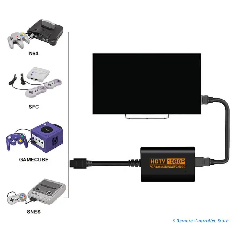 BX0E Retro Game Console Video Adapter 1080P HDMI-compatible Converter Signal Conversion Support PAL/NTSC for N64/SNES/SFC/NGC | Компьютеры