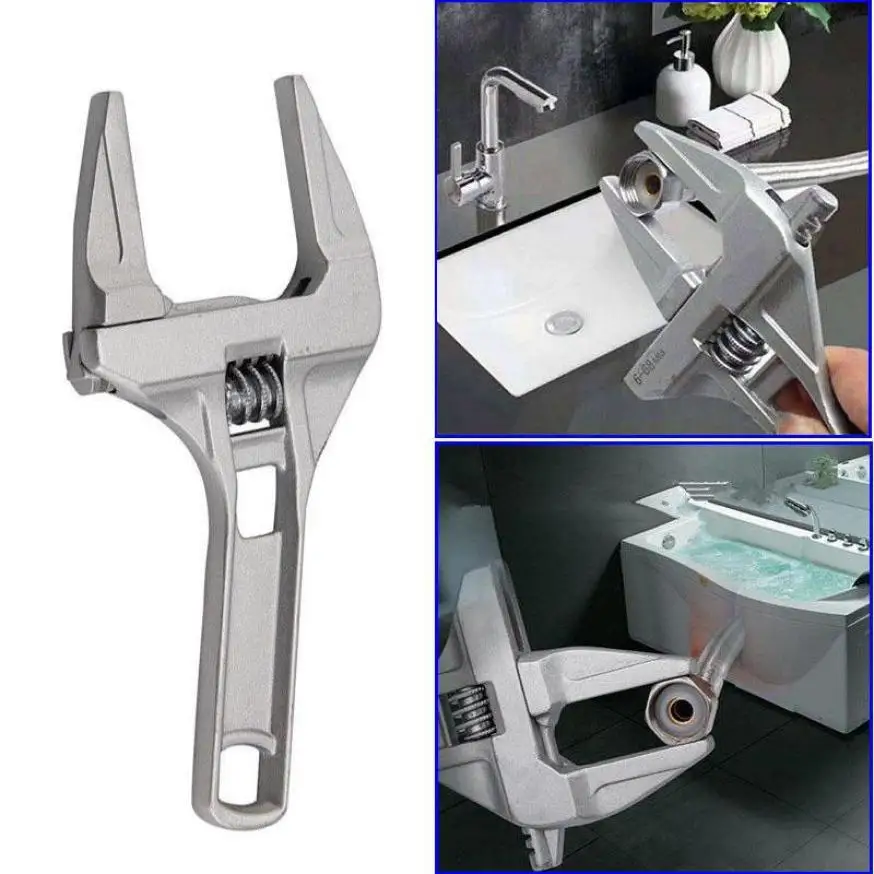 

Large opening adjustable wrench, short handle, bathroom wrench, multi-function washbasin drain faucet tool