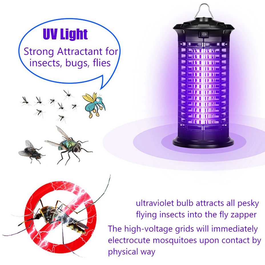 

KKmoon Electric Bug Zapper Mosquito Killer Bug Fly Insect Attractant Trap with UV Light Pest Catcher Lamp for Indoor and Outdoor