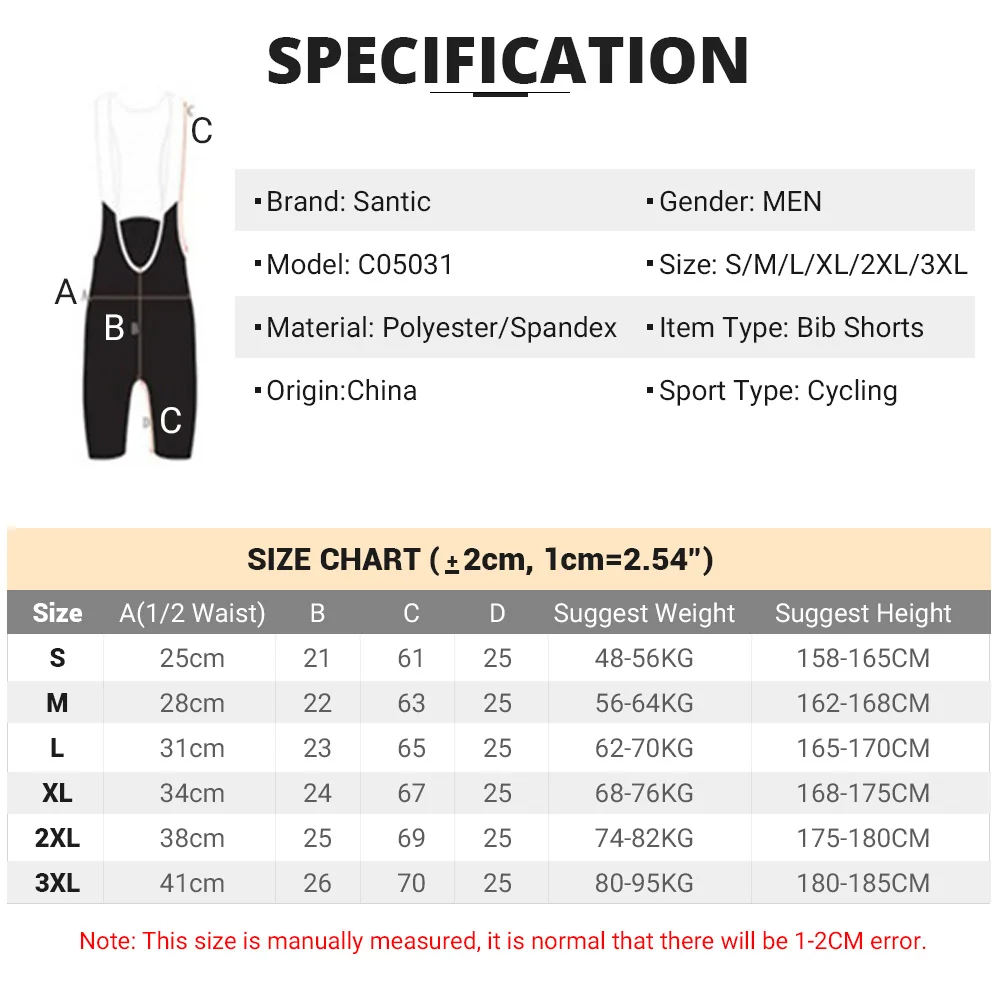 

Santic Men Cycling Bib Shorts 4D Cushion Padding Triathlon Bib Shorts Bicycle MTB Road Bike Bretelle Ciclismo Cycling Shorts