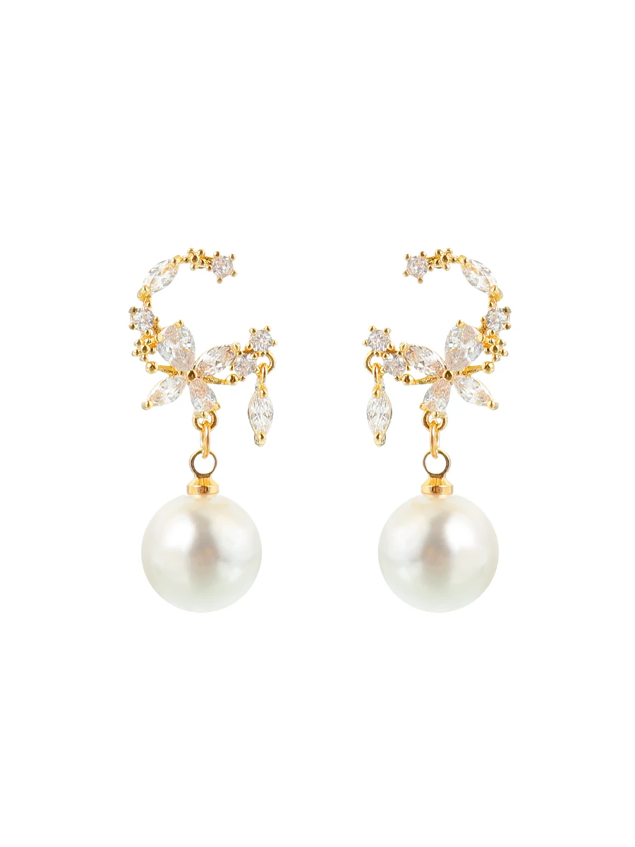 

2020 New Arrival Classic Pearl Simulated-pearl Flower Drop Earrings For Women Fashion Elegant Delicate Party Jewelry Gifts