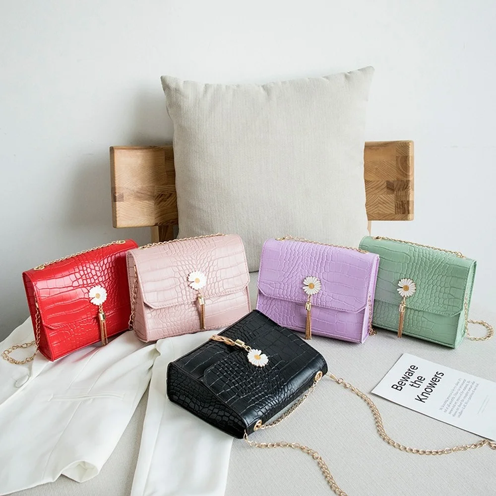 

Messenger Handbags Women Casual Shoulder Bags New Fashion PU Leather Casual Solid Chain Crossbody Square Bags For Women 2021