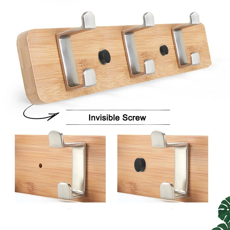 Креативный сплав двойные крючки бамбуковые настенные вешалки для одежды в