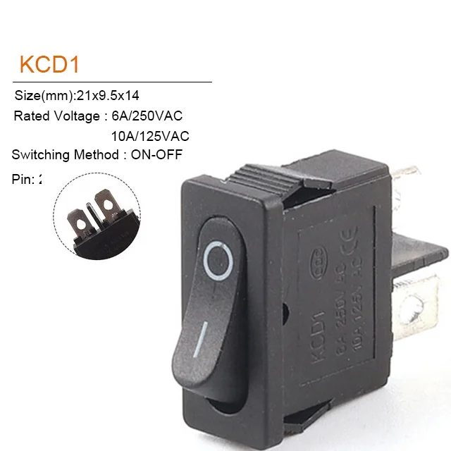 5/10 шт. кнопочный переключатель 21X9,5 мм 2-контактный 2-позиционный кулисный переключатель KCD1 защелкивающийся кулисный переключатель 6A 250 В/10 А 125 В