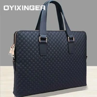 genuine leather men handbag business briefcase cross section shoulder diagonal blue black leather male 14 laptop messenger bag