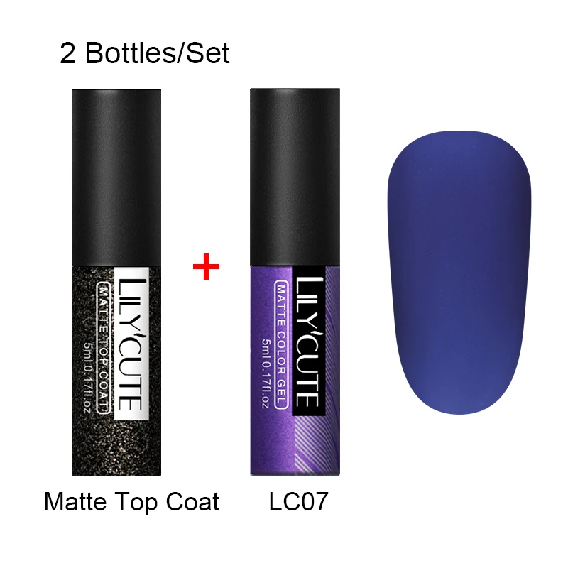 2 Bottles 7 LILYCUTE матовое верхнее покрытие Цвет УФ-гель для ногтей Полупостоянный личная гигиена лак для ногтей, маникюр Гель-краска для ногтей маникюр - Цвет: 2 Bottles 7