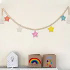 Скандинавская гирлянда из пряжи и бусин для детской комнаты, подвесная гирлянда с кисточками для детской комнаты, украшение с жемчугом, реквизит для детской комнаты, подарок, орнамент