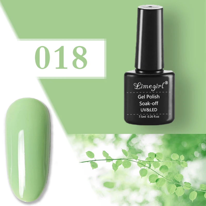018 Limegirl 7,5 мл Полупостоянный Гель-лак для ногтей замачиваемый черный/белый/зеленый УФ гель лак для ногтей Гель-лак Nagellak Nail Art - Цвет: 018