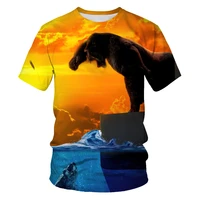 summer fashion new mens childrens t shirt dinosaur world 3d printing casual short sleeved tide shirt breathable clothing