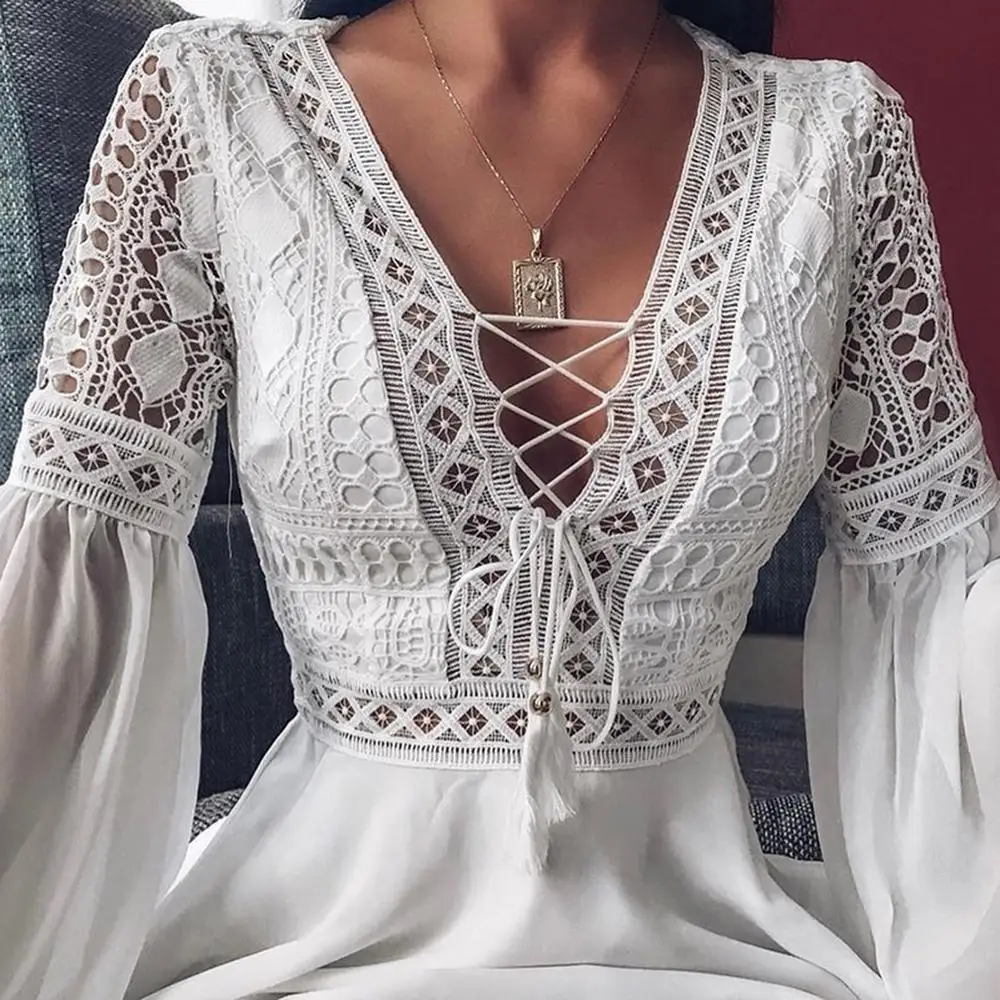 

2020 Women's new sexy Deep V waist tie long-sleeved dress designer spring dress for woman