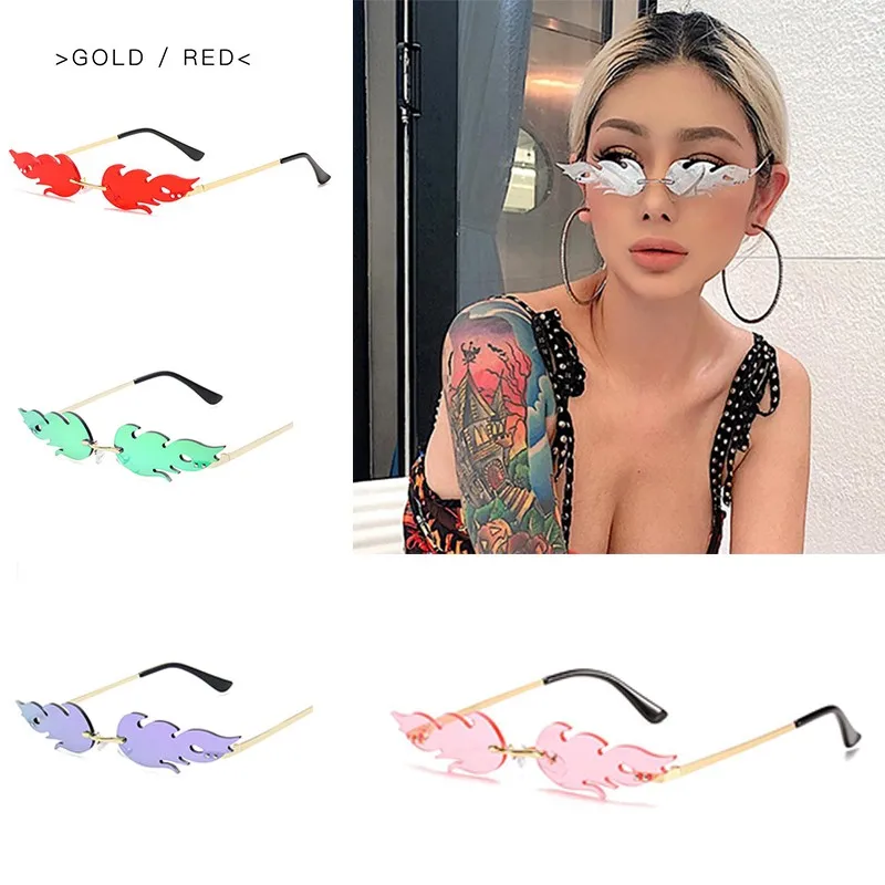 

Sun Glasses BikeBicycle Fire Flame Sunglasses Women Rimless Wave Eyewear Running Sunglasses Luxury Trending Cycling Accessories