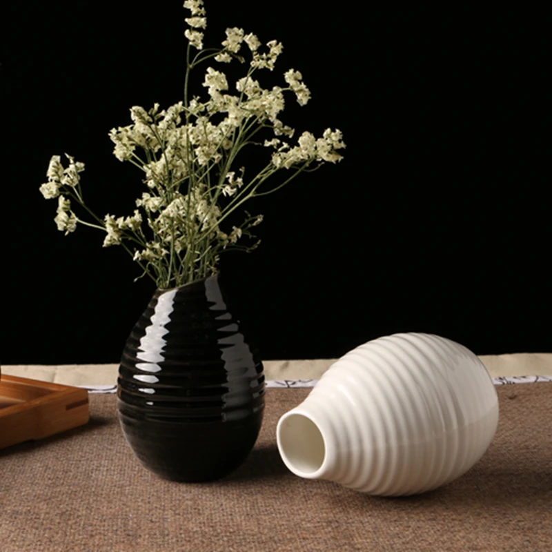 Белая/черная керамическая ваза для домашнего декора Настольная Ваза в форме