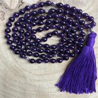 6mm amethyst 108 gemstone bead tassels%c2%a0knot necklace thanksgiving day national style relief gift glowing buddhism classic