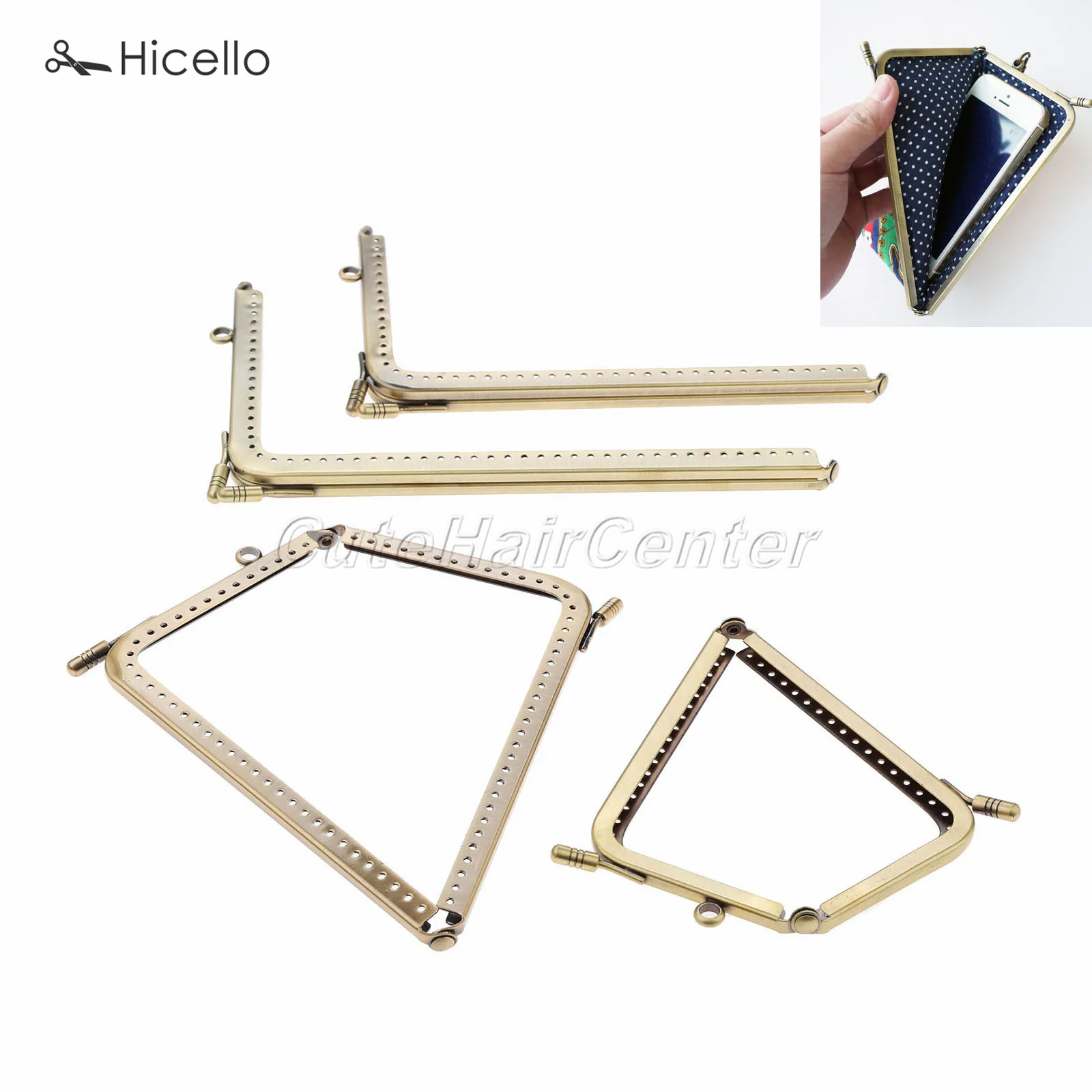 2pcs L shape Purse Frames 4 size Bronze Alloy Right Metal Handle Kiss Clasp for Bag Handbag Sewing Accessory Hicello | Дом и сад