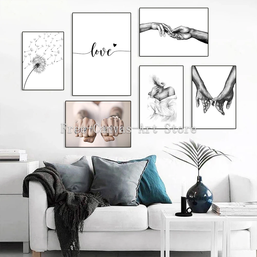 

Romantic Love Quotes Dandelion Nordic Minimalism Wall Art Canvas Painting Posters and Prints Living Room Decoration (No Frame)