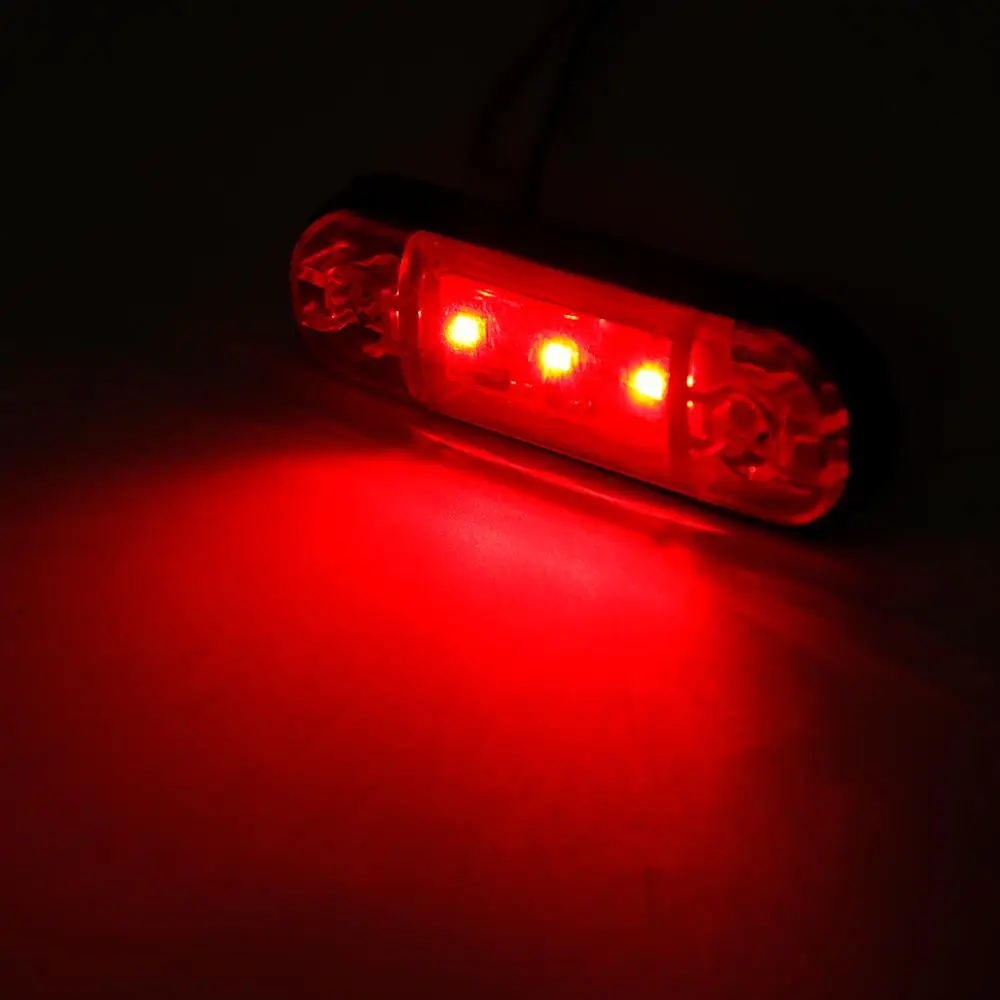 

5PCS Warning Light 3 LED Light Oval Clearance Trailer Truck Lorry Orange White Red LED Side Marker Indicator Lamp 12V 24V