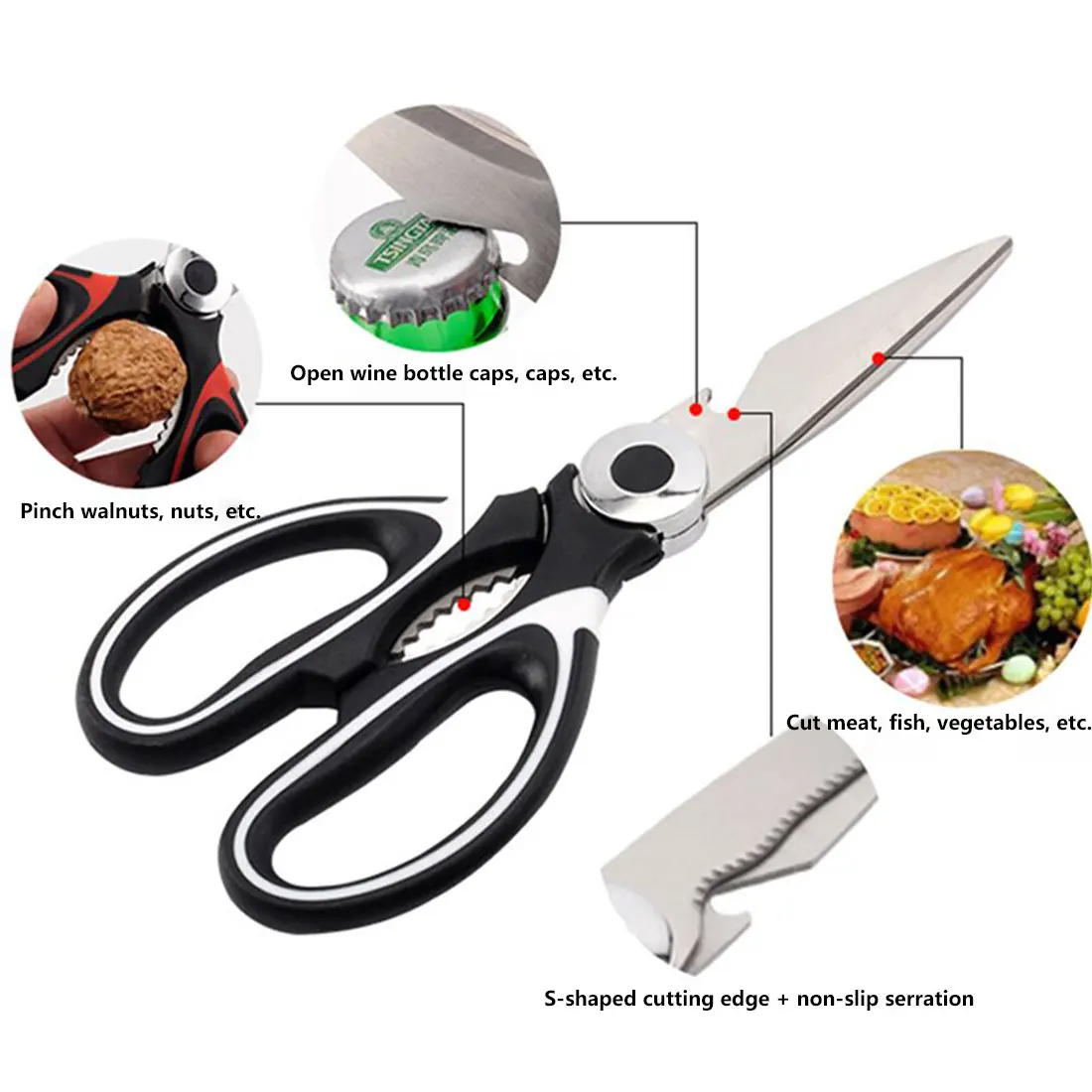 

1 шт. Кухня ножницы Нержавеющая сталь пищевые ножницы для мяса овощи травы куриные ножницы многофункциональный Кухня аксессуары