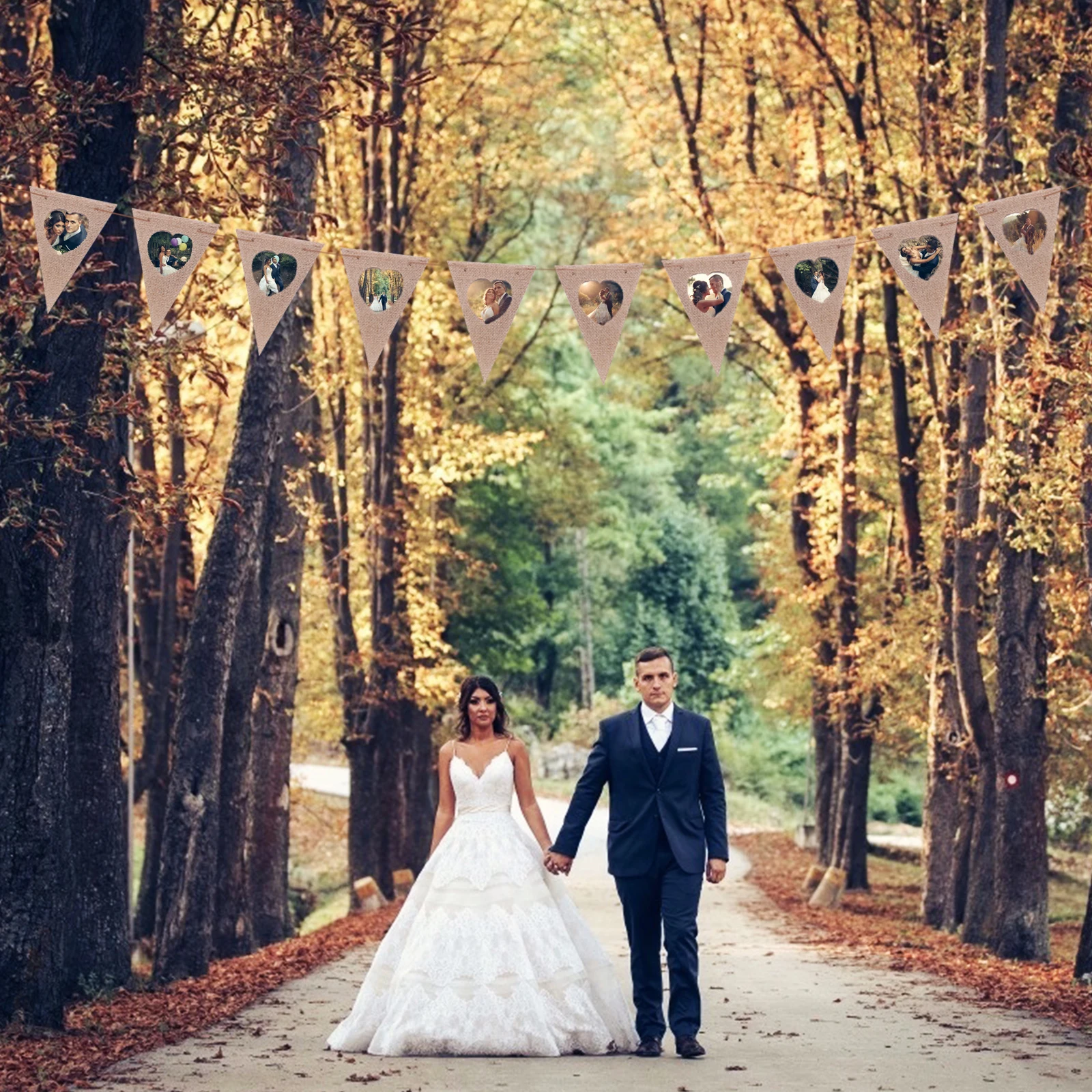 10 шт. джутовое кружево Висячие флаг Мешковина овсянка фото плакат для Свадебные