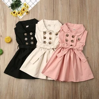england style kids baby girls bow princess dress double breasted sleeveless dress a line elegant girl wedding party dress 1 6y