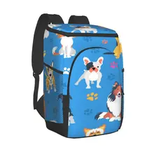 Refrigerator Bag Cartoon Dogs And Footprint Soft Large Insulated Cooler Backpack Thermal Fridge Travel Beach Beer Bag