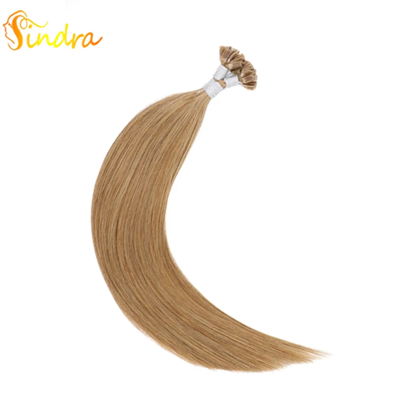 Sindra 1"-24" Fusion keratin u tip волосы для наращивания 1 г/шт. Remy ногтей/u-кончик прямые кератиновые предварительно склеивающиеся человеческие волосы