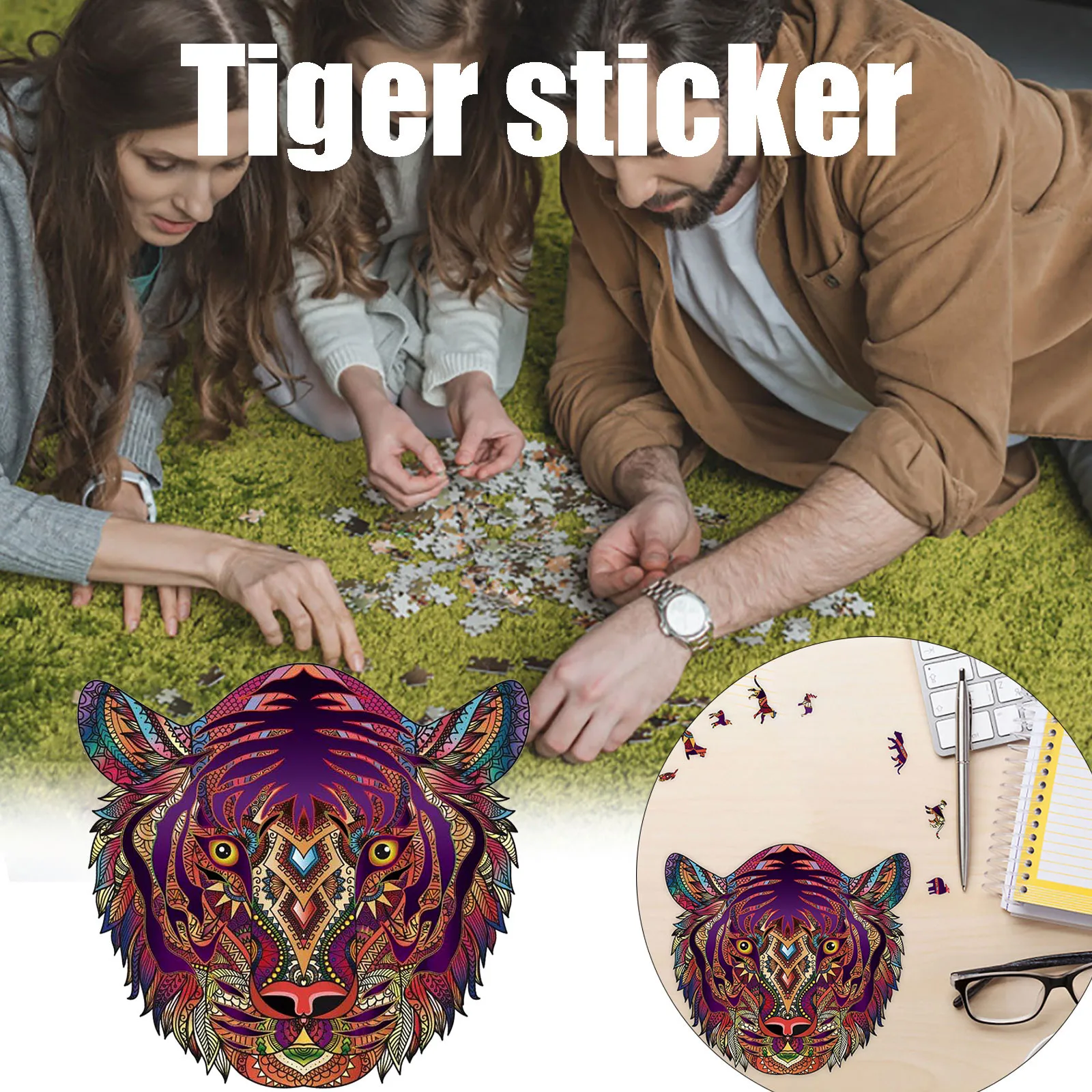 

5mm Tiger Wooden Jigsaw Puzzle Children Adult Educational Toys Kids Boys Girls Home Decor Gift Bedroom Decoration Stickers#lr2