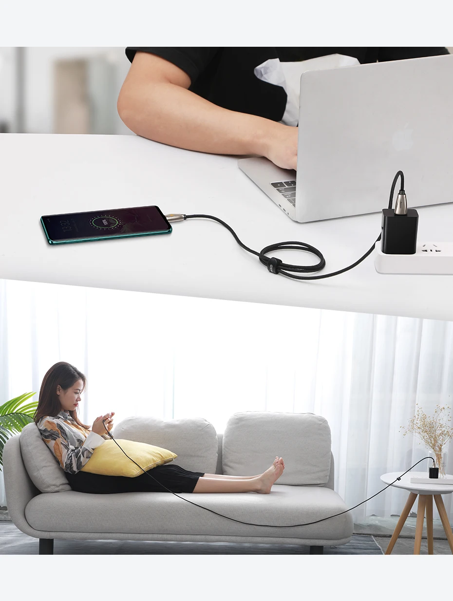 Baseus usb type-C кабель для Samsun S9 S10 Quick Charge 3,0 USB C кабель для Xiaomi Redmi Note 8 Pro светодиодный usb type USB-C провод