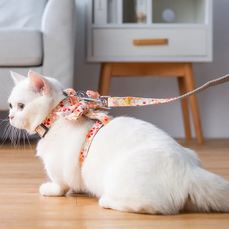 

Pets Cats Harnesses Collar Leads Sets 120 CM Breakaway Leash Cute Bowknot Vest Style Pet Cats Collar Leads For Cats Pet Supplies