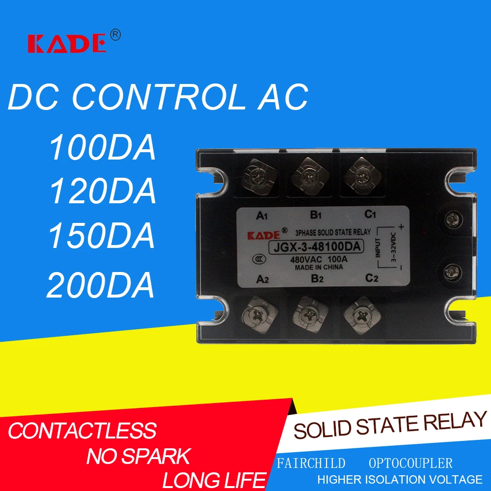Jgx-3/SSR-3 100DA/120DA/150DA/200DA DC Control AC трехфазное твердотельное реле 480VAC 3-32VDC