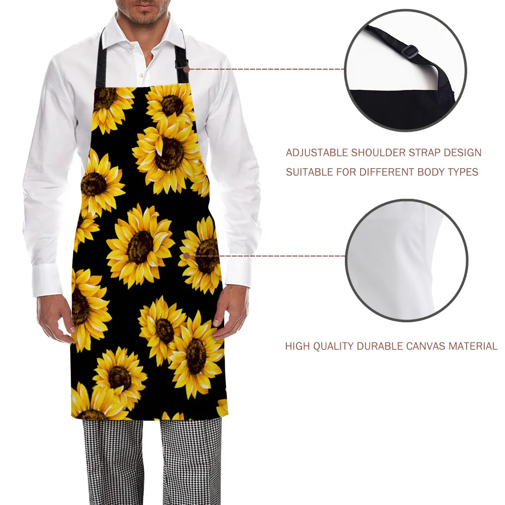 Кухонный Фартук с подсолнухами желтым цветком без рукавов фартуки для женщин и