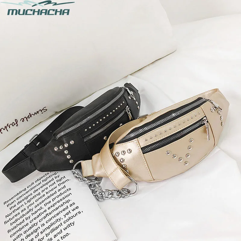 Прямая поставка модная женская сумка на пояс с заклепками для путешествий