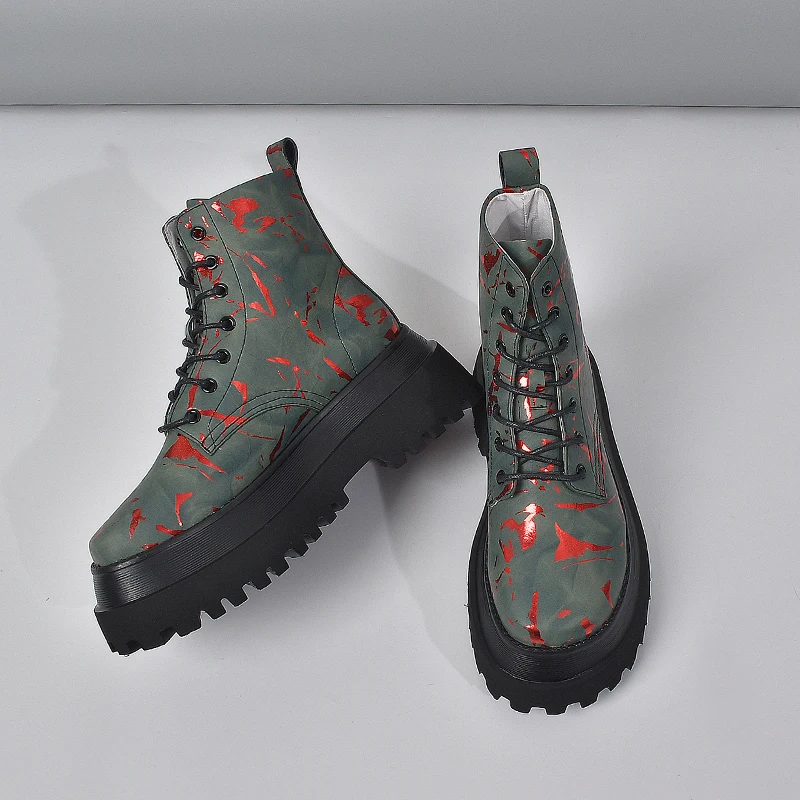 Женские ботинки кожаные на платформе зимние повседневные мотоциклетные 2020 |