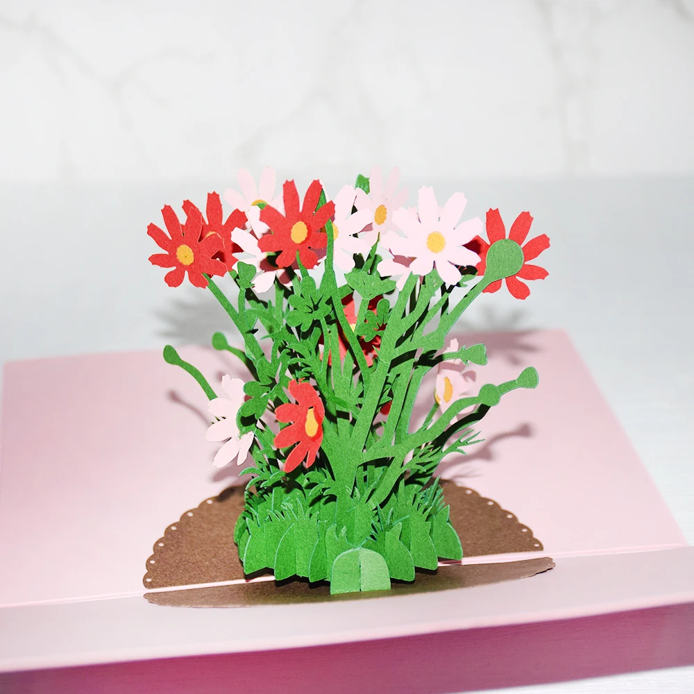 3D открытки с маргаритками Цветочная открытка для влюбленных друзей семьи дня