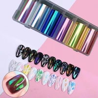 6pcsset nail paper aurora diy transparent cellophane paper korean nail glass foils for female
