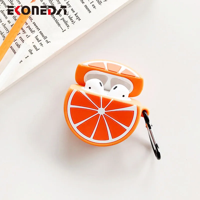 Силиконовый чехол EKONEDA для наушников Airpods со свежими фруктами с лимонным и