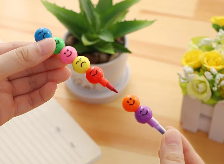 5 шт. DIY Творческий 7-секционный выражение цукаты карандаш студент карандаш канцелярские принадлежности, школьные принадлежности, рисунком в виде улыбающихся рожиц; ручка YJN