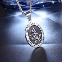 high quality metal saint christopher pendant necklace for men religious amulet jewelry