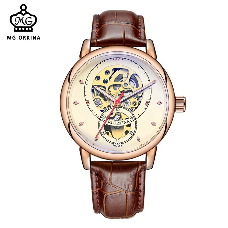

ORKINA mechanical watch hollow new belt watch double-sided hollow mechanical watch fashion men's watch